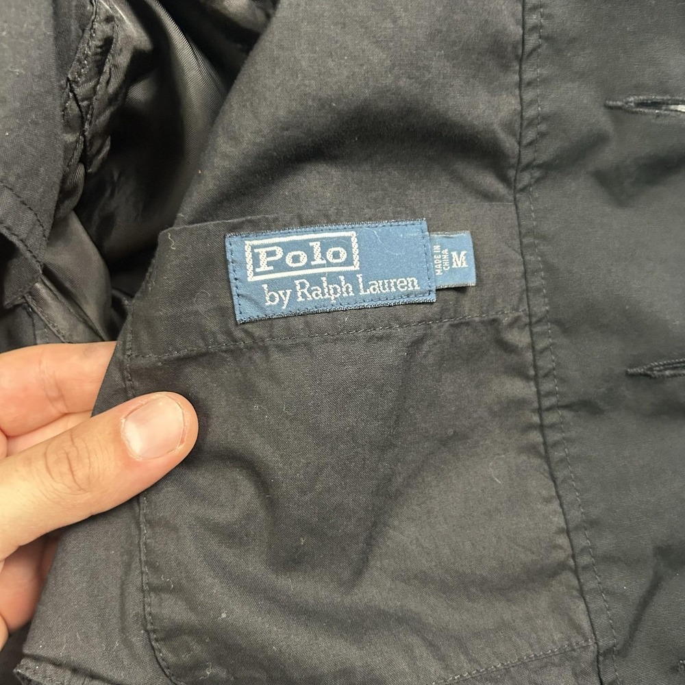 Polo Ralph Lauren Jacket Mens Medium Black Canvas Military Field Lined Pockets - Picture 4 of 7
